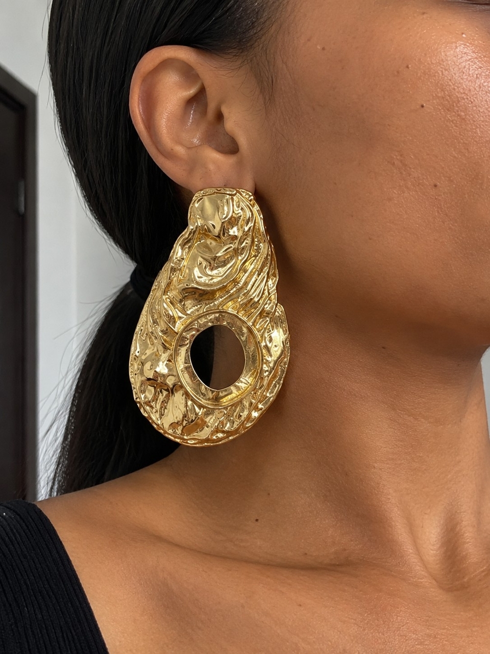 Gold Statement Sculptural Drop Earrings by